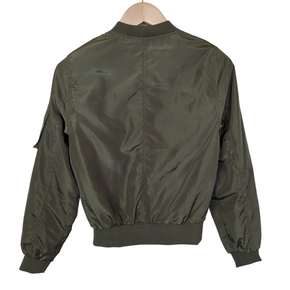 Love Tree Olive Green Floral Embroidered Bomber Jacket - Picture 5 of 16